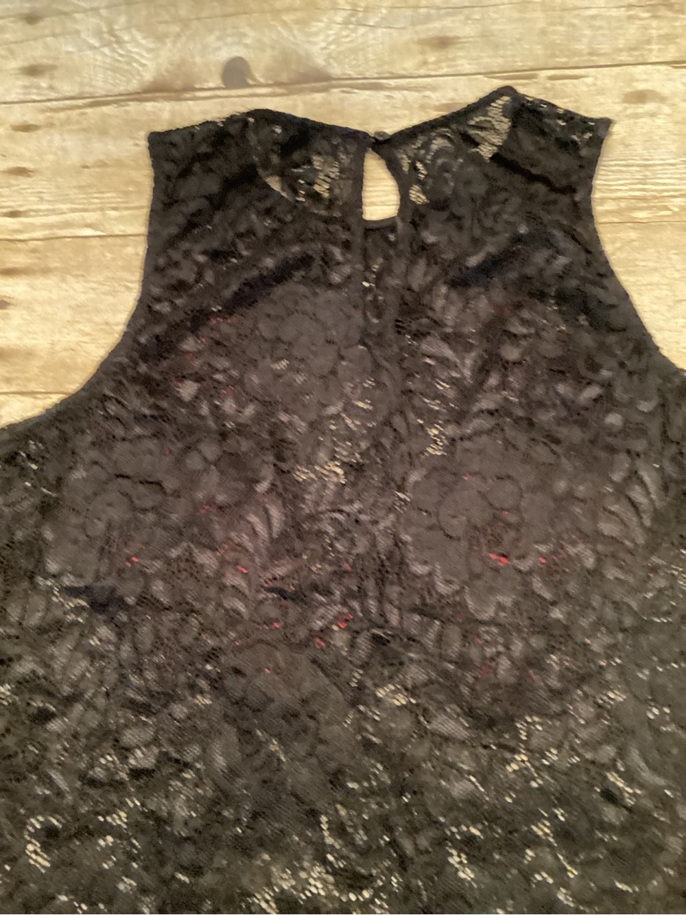 Forever 21  Lace Floral Appliqué Bodysuit - Black with Red Roses - Picture 4 of 4